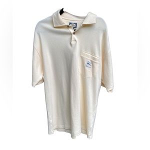 Tommy Bahama Men’s Medium Tan Short Sleeve Collared Shirt with Swordfish Pocket